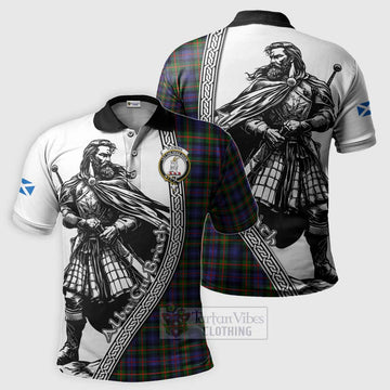 Fleming Tartan Clan Crest Polo Shirt with Highlander Warrior Celtic Style