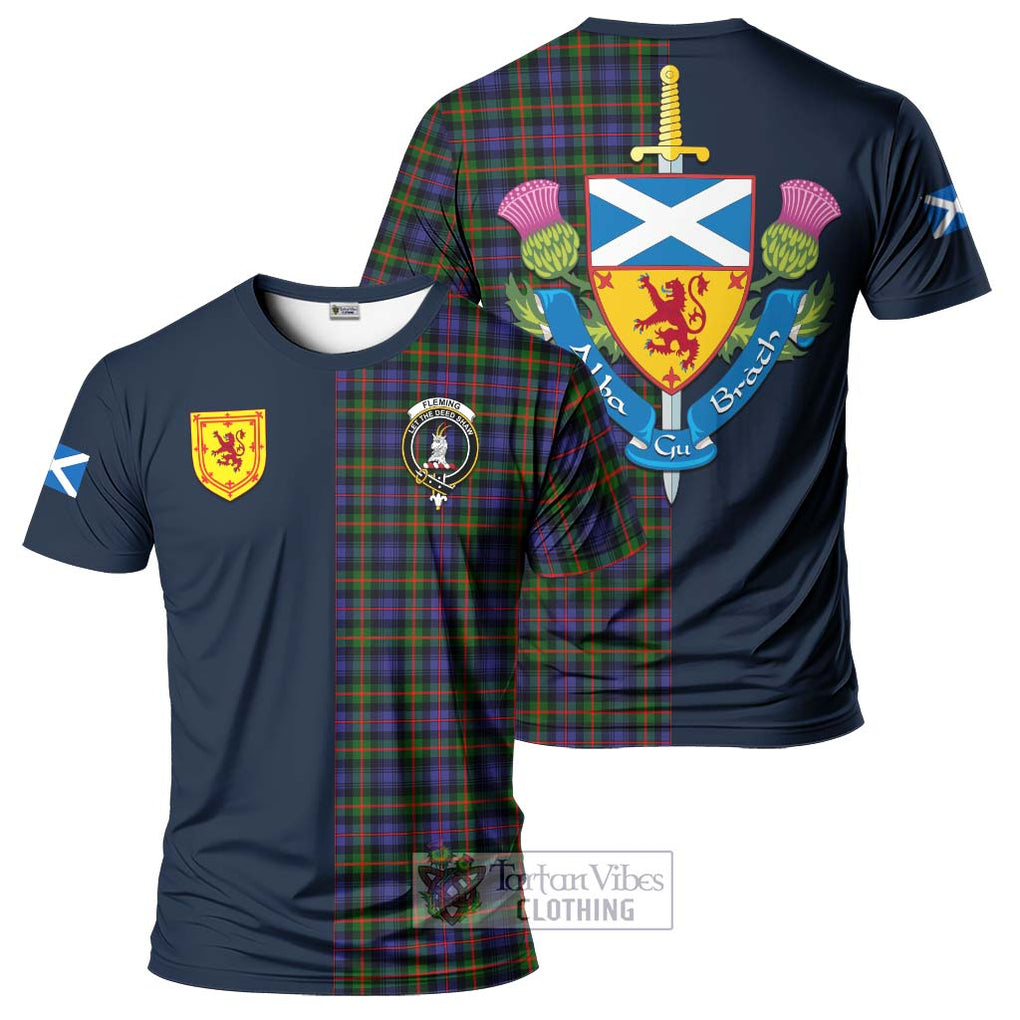 Tartan Vibes Clothing Fleming Tartan T-Shirt Alba with Scottish Lion Royal Arm Half Style