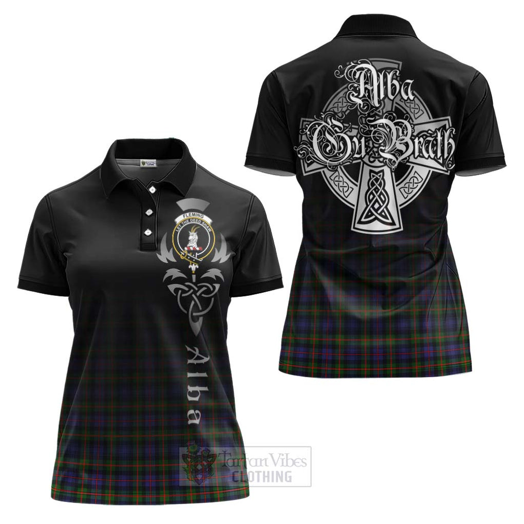 Tartan Vibes Clothing Fleming Tartan Women's Polo Shirt Featuring Alba Gu Brath Family Crest Celtic Inspired