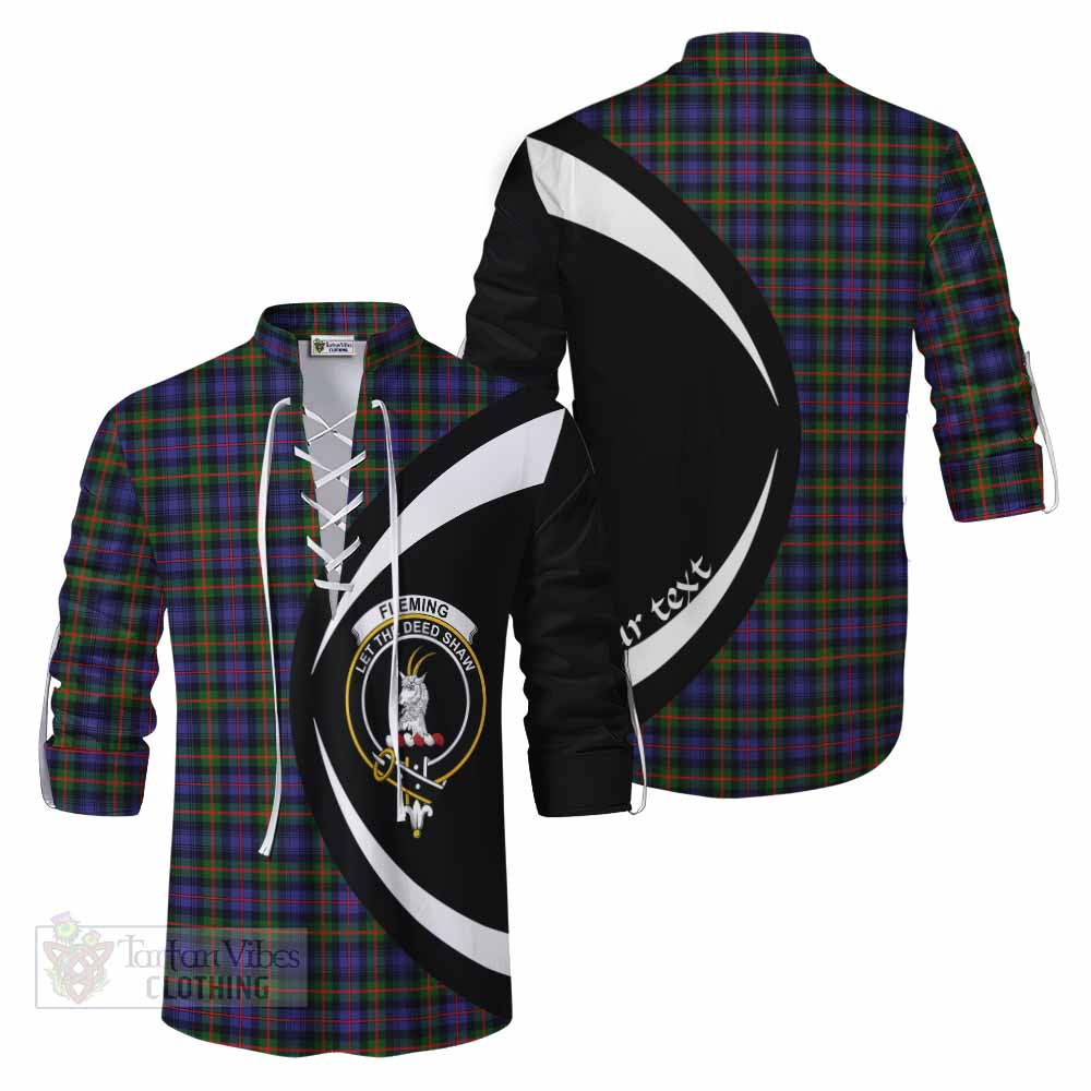 Tartan Vibes Clothing Fleming Tartan Ghillie Kilt Shirt with Family Crest Circle Style