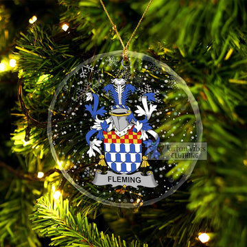 Fleming Irish Clan Christmas Glass Ornament with Coat of Arms