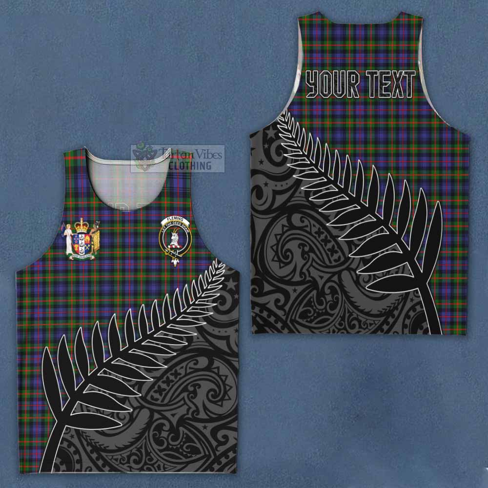 Tartan Vibes Clothing Fleming Crest Tartan Men's Tank Top with New Zealand Silver Fern Half Style