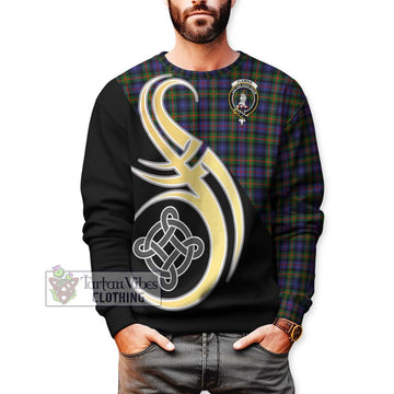 Fleming Tartan Sweatshirt with Family Crest and Celtic Symbol Style