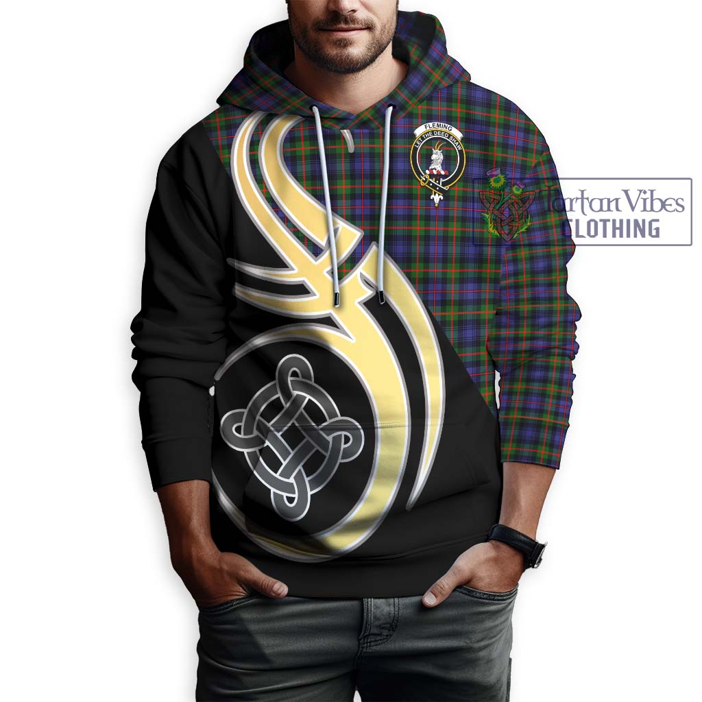 Fleming Tartan Hoodie with Family Crest and Celtic Symbol Style Zip Hoodie - Tartan Vibes Clothing