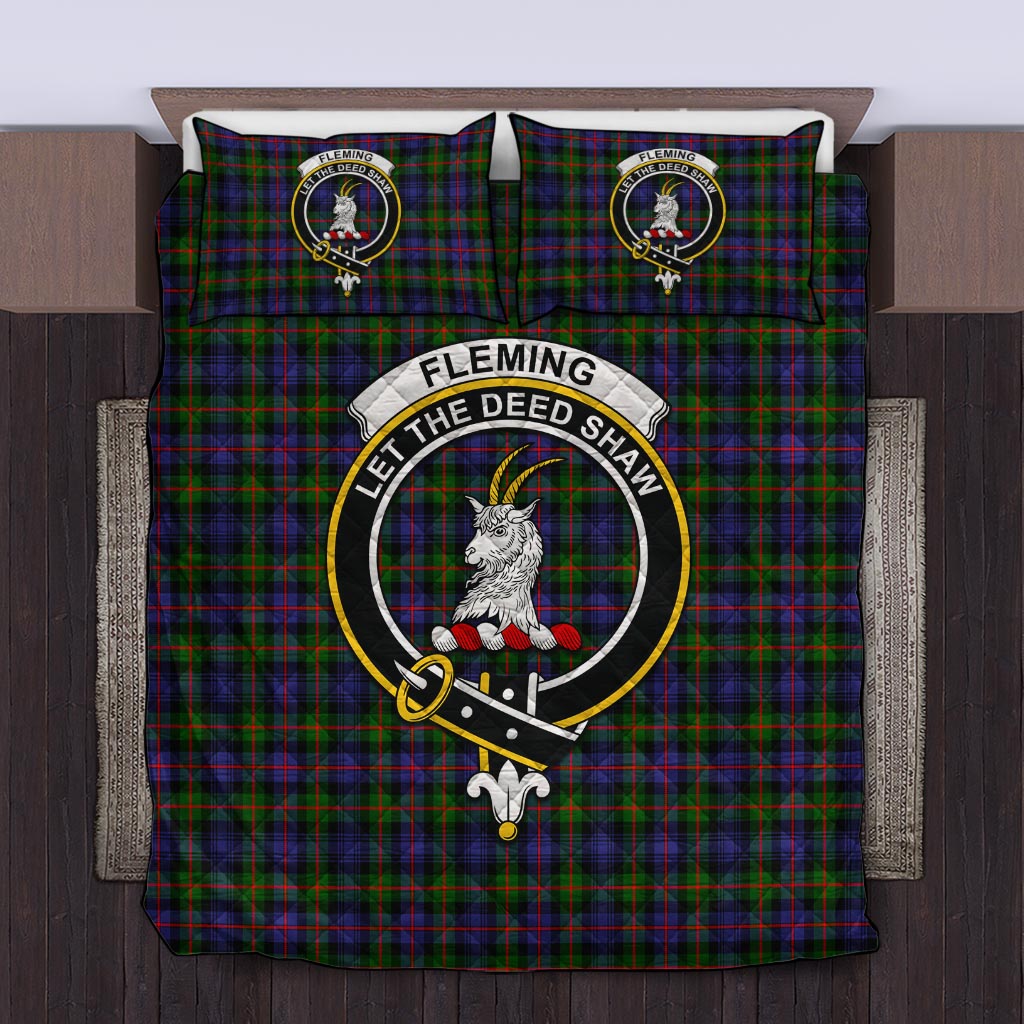 Fleming Tartan Quilt Bed Set with Family Crest Twin - Tartan Vibes Clothing