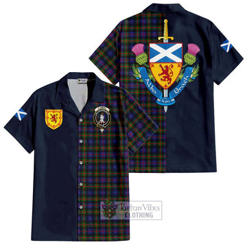 Fleming Tartan Short Sleeve Button Shirt Alba with Scottish Lion Royal Arm Half Style