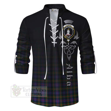 Fleming Tartan Ghillie Kilt Shirt Featuring Alba Gu Brath Family Crest Celtic Inspired