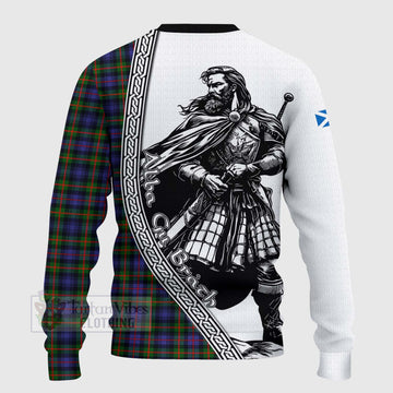 Fleming Tartan Clan Crest Knitted Sweater with Highlander Warrior Celtic Style