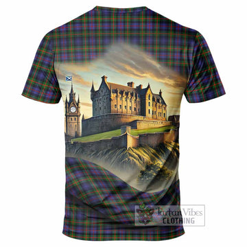 Fleming Tartan Family Crest T-Shirt with Scottish Ancient Castle Style - Tartan Vibes Clothing