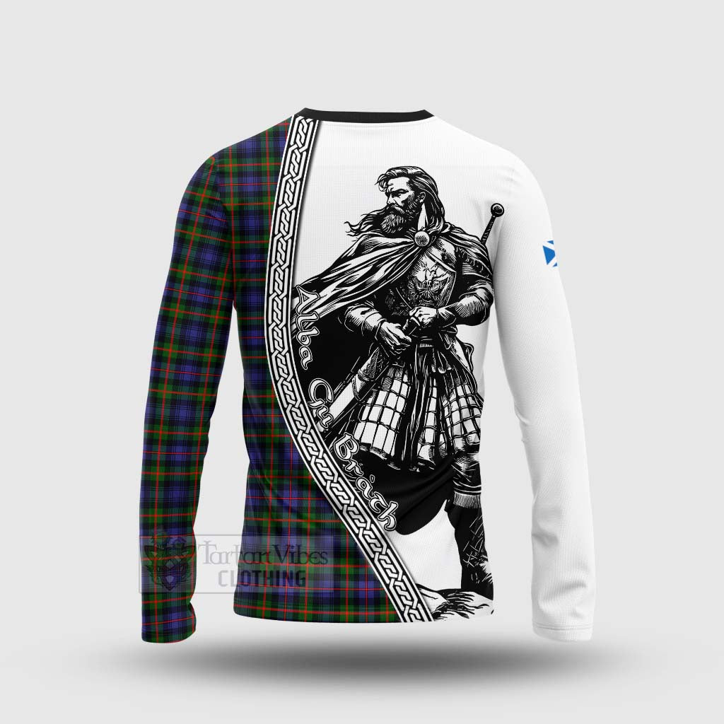 Tartan Vibes Clothing Fleming Tartan Clan Crest Long Sleeve T-Shirt with Highlander Warrior Celtic Style