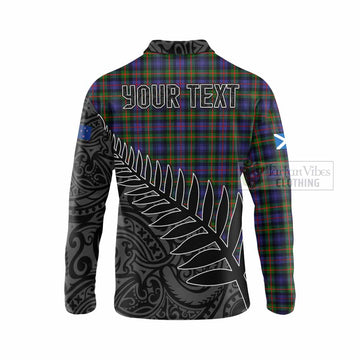 Fleming Crest Tartan Long Sleeve Polo Shirt with New Zealand Silver Fern Half Style