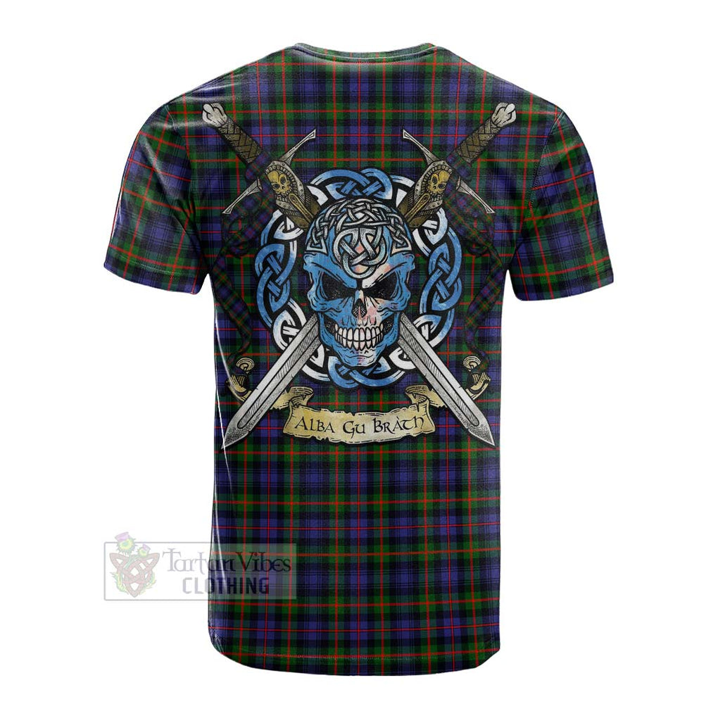 Tartan Vibes Clothing Fleming Tartan Cotton T-shirt with Family Crest Celtic Skull Style