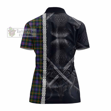 Fleming Tartan Women's Polo Shirt with Family Crest Cross Sword Thistle Celtic Vibes