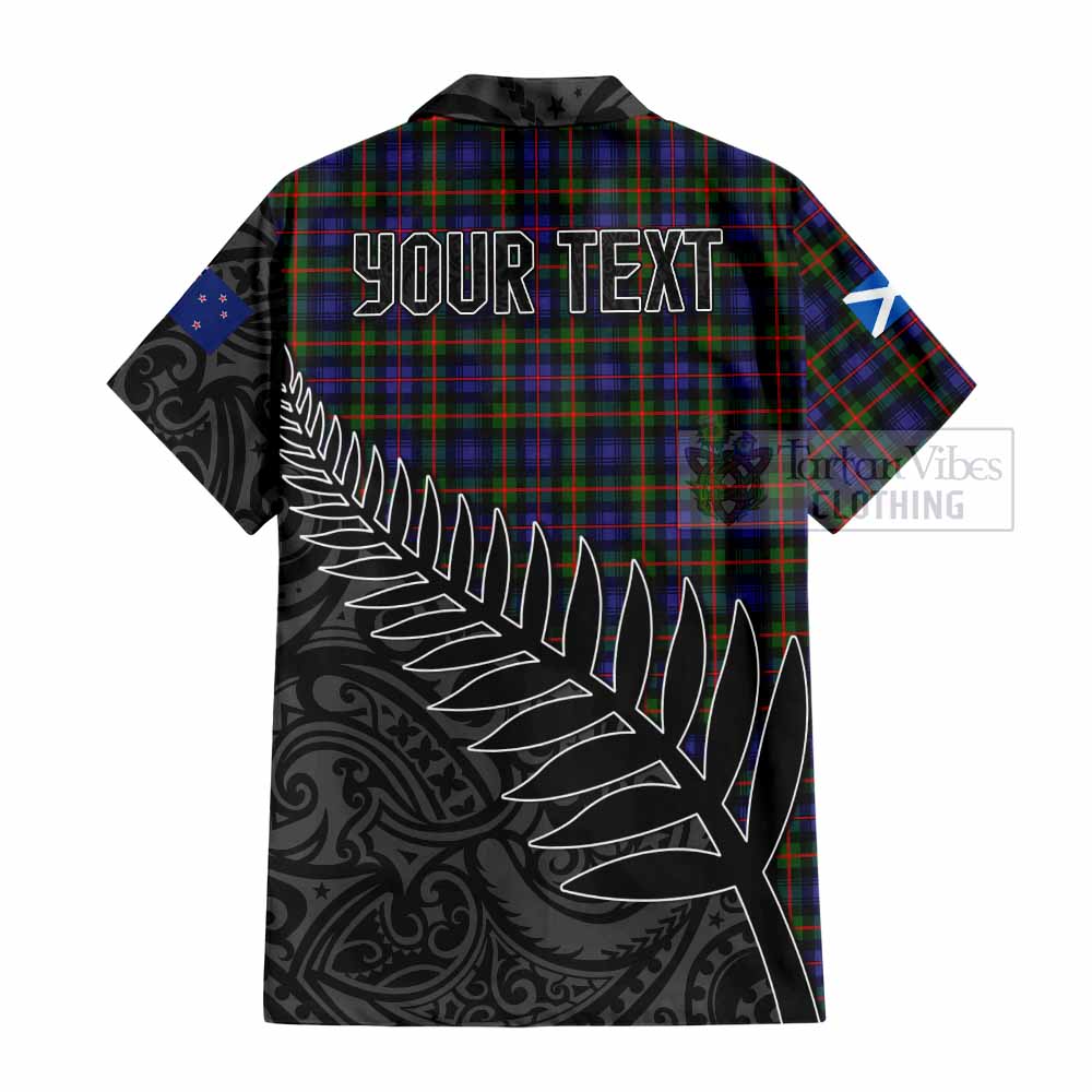 Tartan Vibes Clothing Fleming Crest Tartan Short Sleeve Button Shirt with New Zealand Silver Fern Half Style