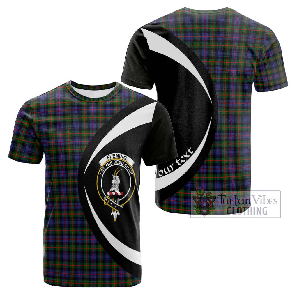 Tartan Vibes Clothing Fleming Tartan Cotton T-shirt with Family Crest Circle Style