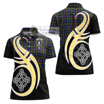 Fleming Tartan Women's Polo Shirt with Family Crest and Celtic Symbol Style - Tartan Vibes Clothing