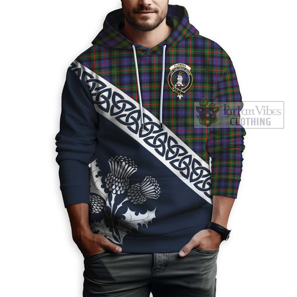 Tartan Vibes Clothing Fleming Tartan Hoodie Featuring Thistle and Scotland Map