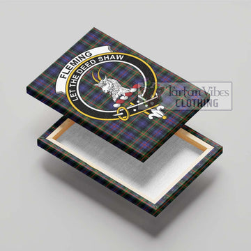 Fleming Tartan Canvas Print Wall Art with Family Crest