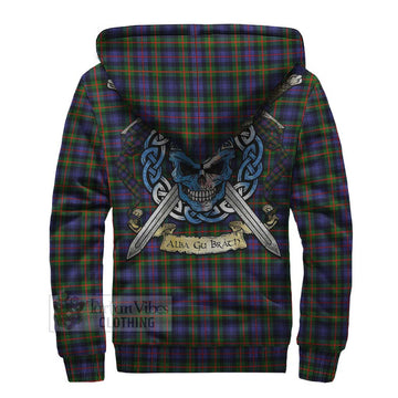 Fleming Tartan Sherpa Hoodie with Family Crest Celtic Skull Style - Tartan Vibes Clothing
