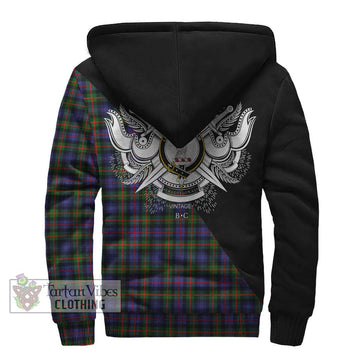 Fleming Tartan Sherpa Hoodie with Family Crest and Military Logo Style - Tartan Vibes Clothing