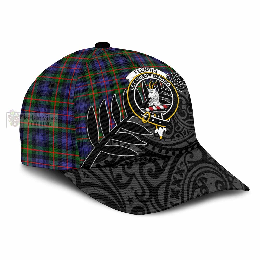 Tartan Vibes Clothing Fleming Tartan Classic Cap with New Zealand Silver Fern Half Style