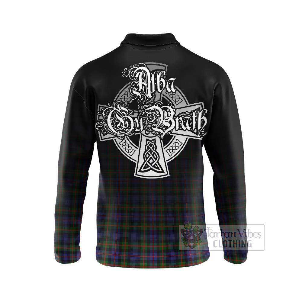 Tartan Vibes Clothing Fleming Tartan Long Sleeve Polo Shirt Featuring Alba Gu Brath Family Crest Celtic Inspired