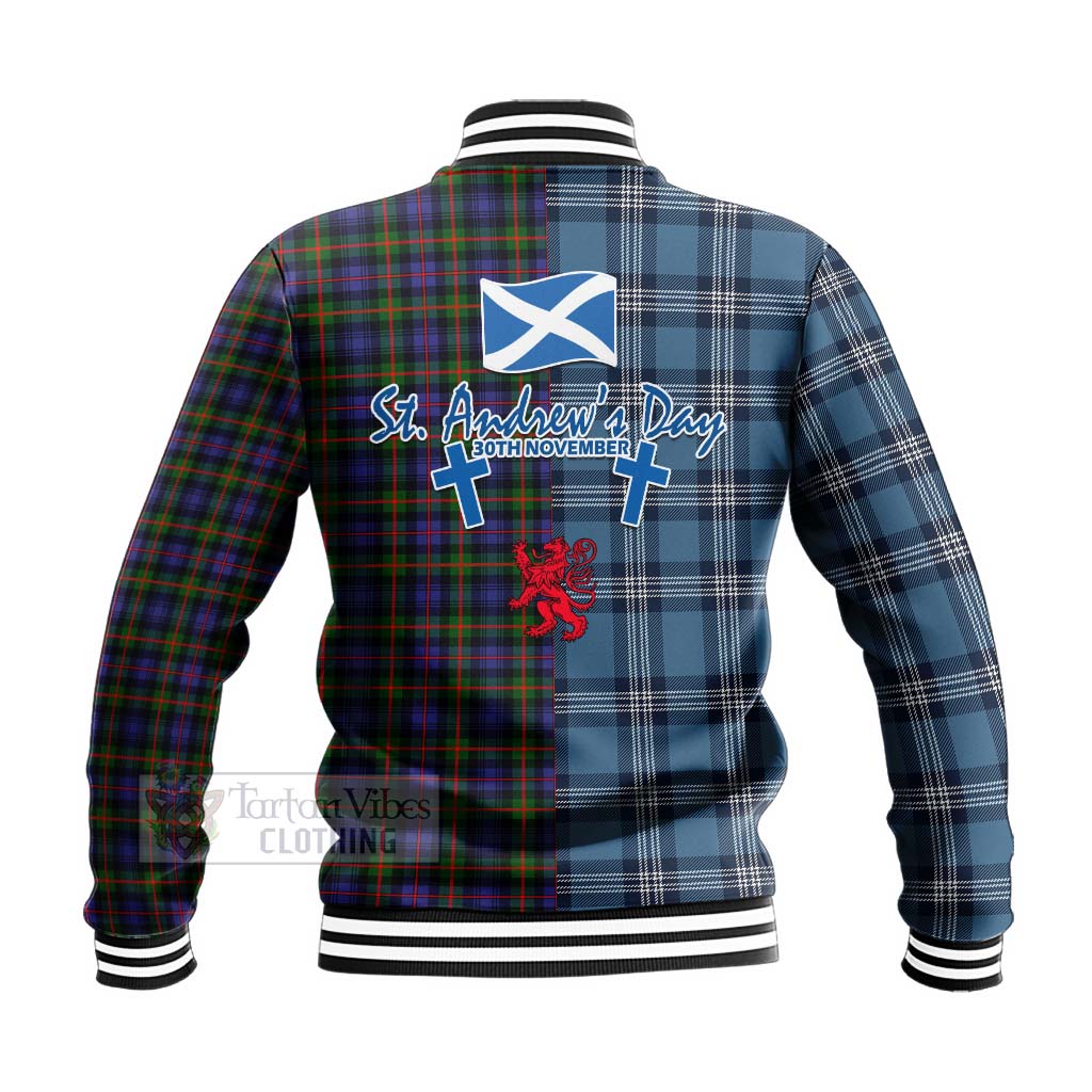 Tartan Vibes Clothing Fleming Tartan Baseball Jacket Happy St. Andrew's Day Half Tartan Style