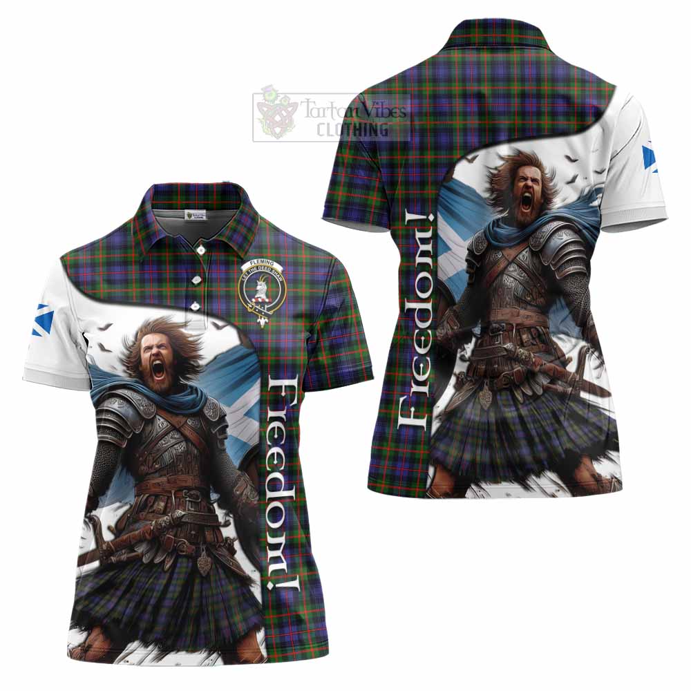 Tartan Vibes Clothing Fleming Crest Tartan Women's Polo Shirt Inspired by the Freedom of Scottish Warrior