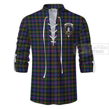 Fleming Tartan Ghillie Kilt Shirt with Family Crest Celtic Skull Style