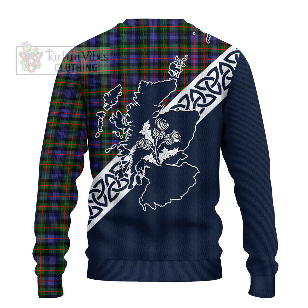 Tartan Vibes Clothing Fleming Tartan Knitted Sweater Featuring Thistle and Scotland Map