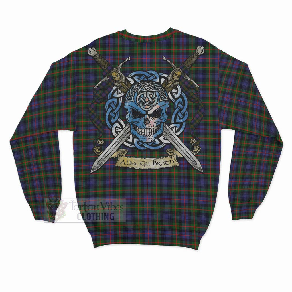 Tartan Vibes Clothing Fleming Tartan Sweatshirt with Family Crest Celtic Skull Style