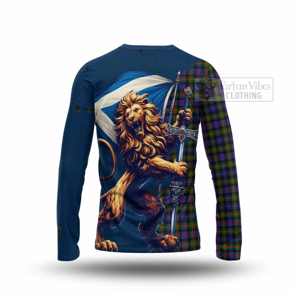 Tartan Vibes Clothing Fleming Tartan Family Crest Long Sleeve T-Shirt with Scottish Majestic Lion