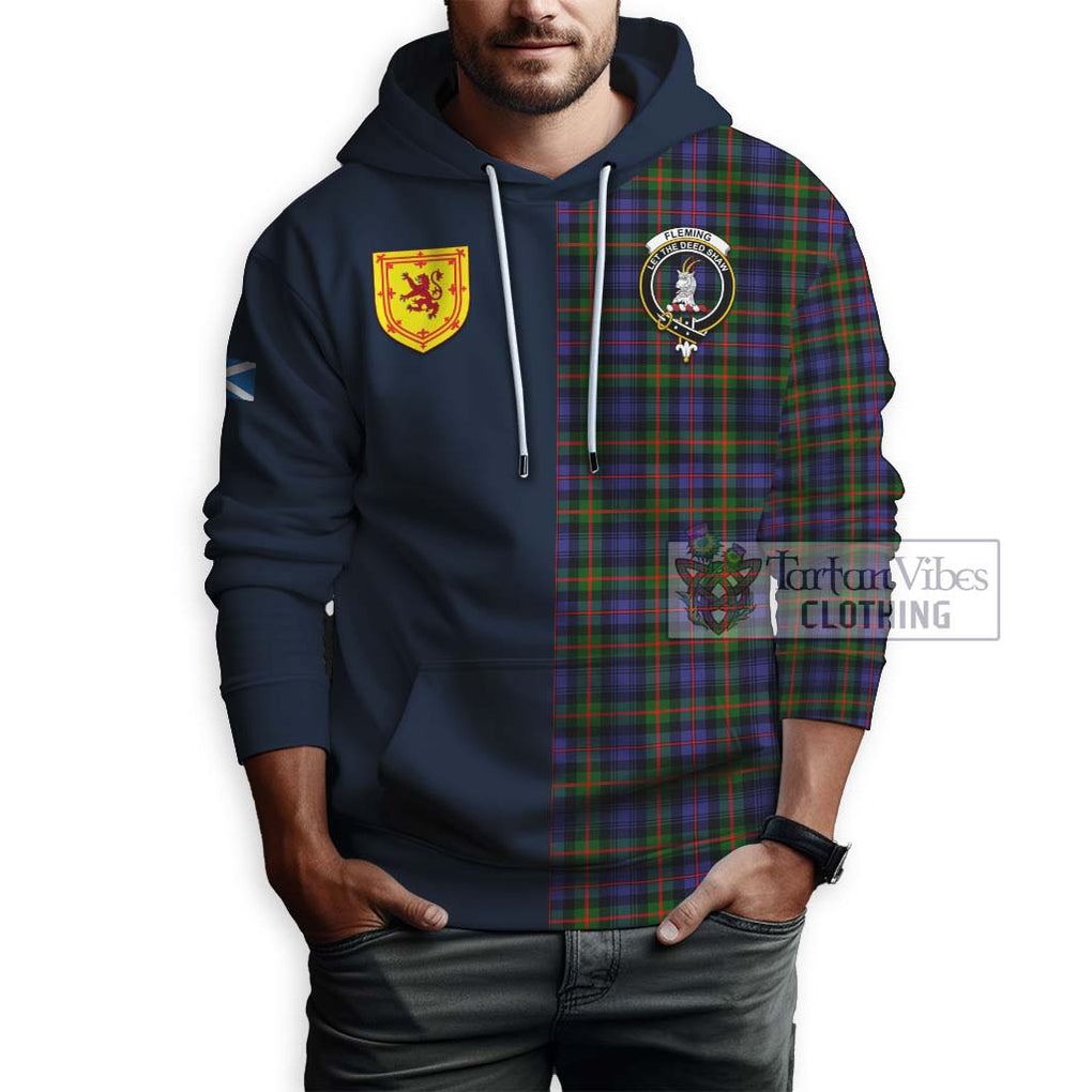 Tartan Vibes Clothing Fleming Tartan Hoodie with Scottish Lion Royal Arm Half Style