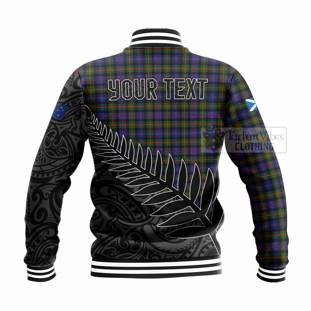 Tartan Vibes Clothing Fleming Crest Tartan Baseball Jacket with New Zealand Silver Fern Half Style