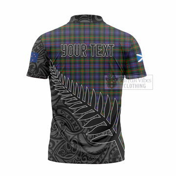 Fleming Crest Tartan Zipper Polo Shirt with New Zealand Silver Fern Half Style