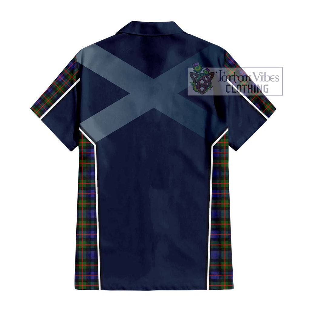 Fleming Tartan Short Sleeve Button Shirt with Family Crest and Lion Rampant Vibes Sport Style - Tartan Vibes Clothing