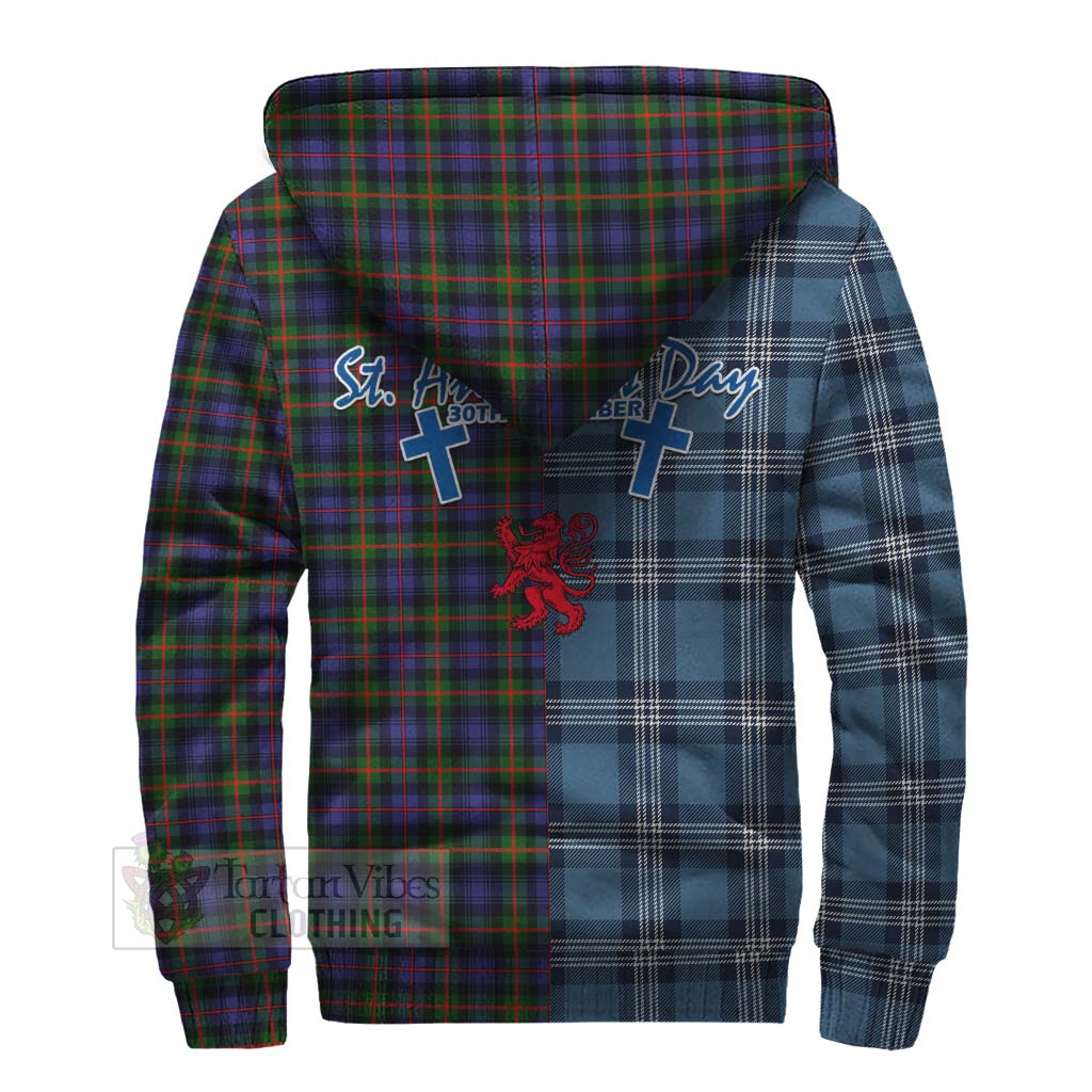 Tartan Vibes Clothing Fleming Tartan Sherpa Hoodie Happy St. Andrew's Day Half Tartan Style