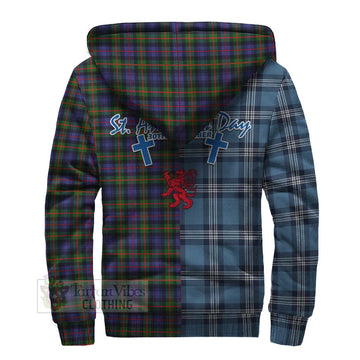 Fleming Tartan Sherpa Hoodie Happy St. Andrew's Day Half Tartan Style