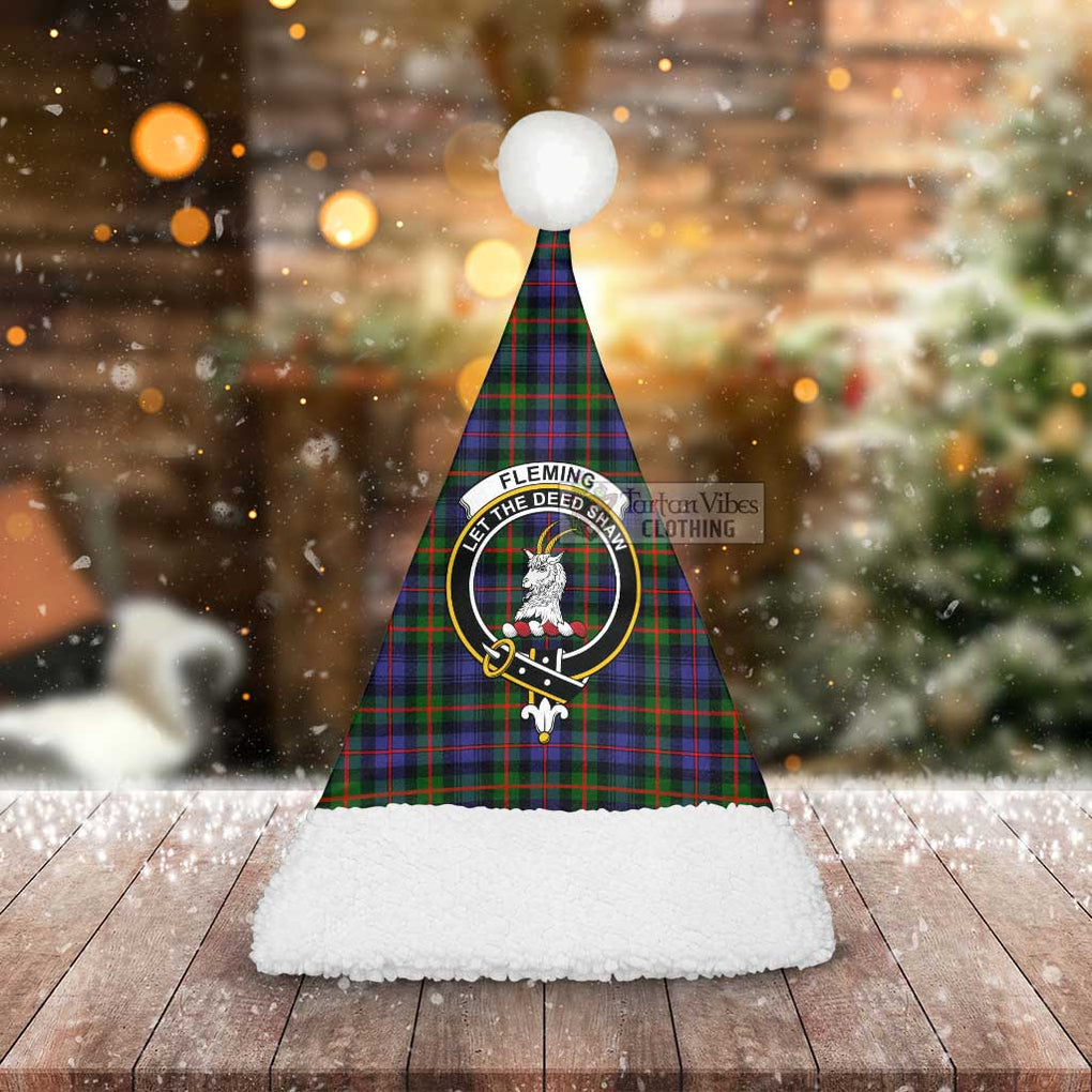 Fleming Tartan Christmas Santa Hats with Family Crest - Tartan Vibes Clothing