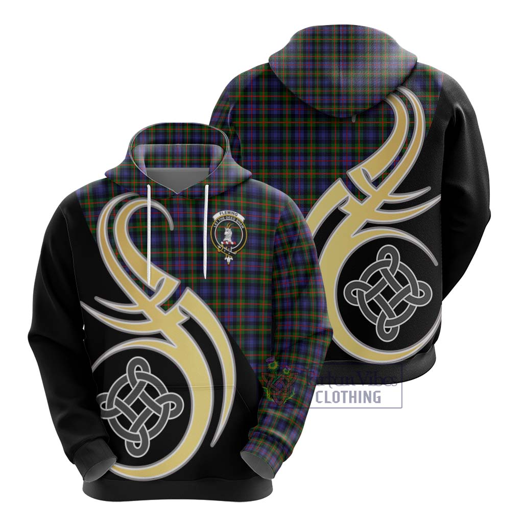 Fleming Tartan Hoodie with Family Crest and Celtic Symbol Style - Tartan Vibes Clothing