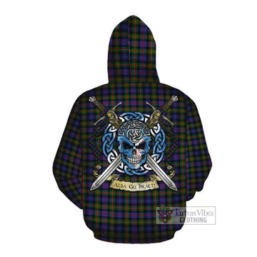 Fleming Tartan Cotton Hoodie with Family Crest Celtic Skull Style