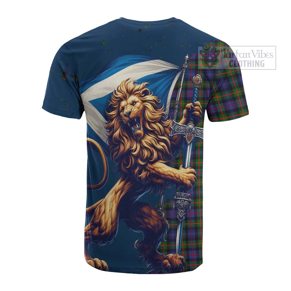 Tartan Vibes Clothing Fleming Tartan Family Crest Cotton T-shirt with Scottish Majestic Lion