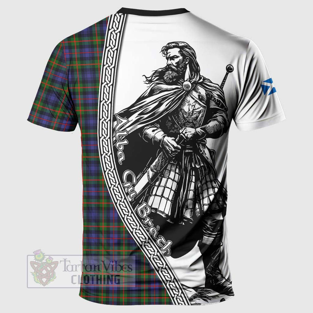 Tartan Vibes Clothing Fleming Tartan Clan Crest T-Shirt with Highlander Warrior Celtic Style