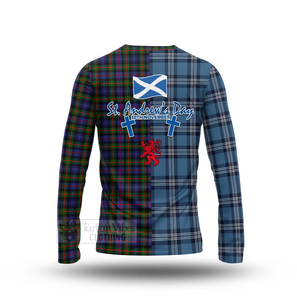 Tartan Vibes Clothing Fleming Tartan Long Sleeve T-Shirt Happy St. Andrew's Day Half Tartan Style