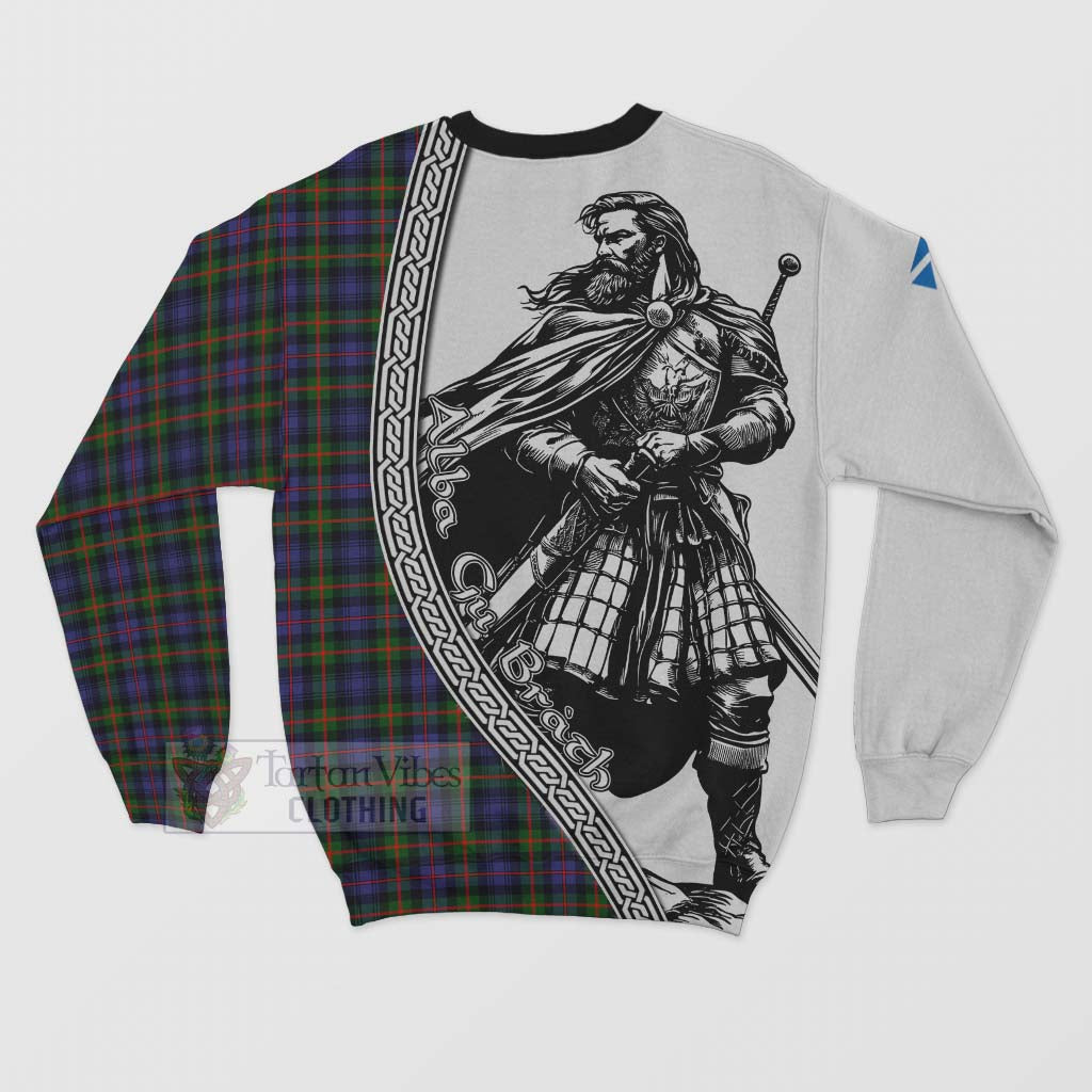 Tartan Vibes Clothing Fleming Tartan Clan Crest Sweatshirt with Highlander Warrior Celtic Style