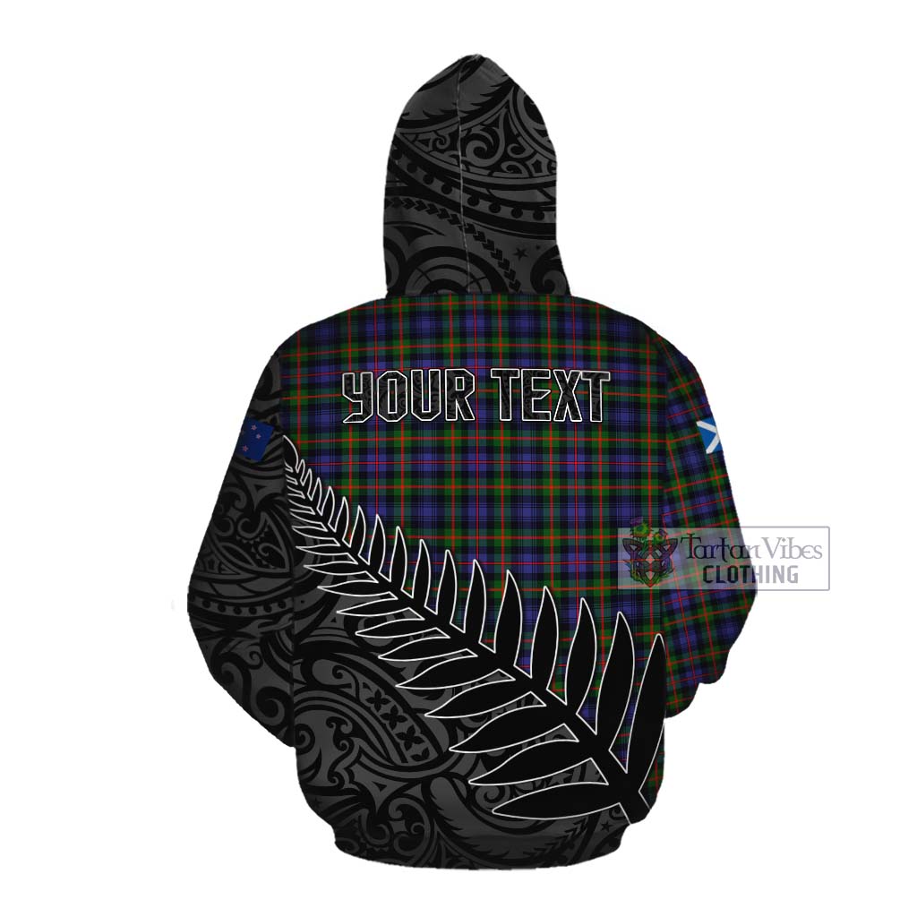 Tartan Vibes Clothing Fleming Crest Tartan Cotton Hoodie with New Zealand Silver Fern Half Style