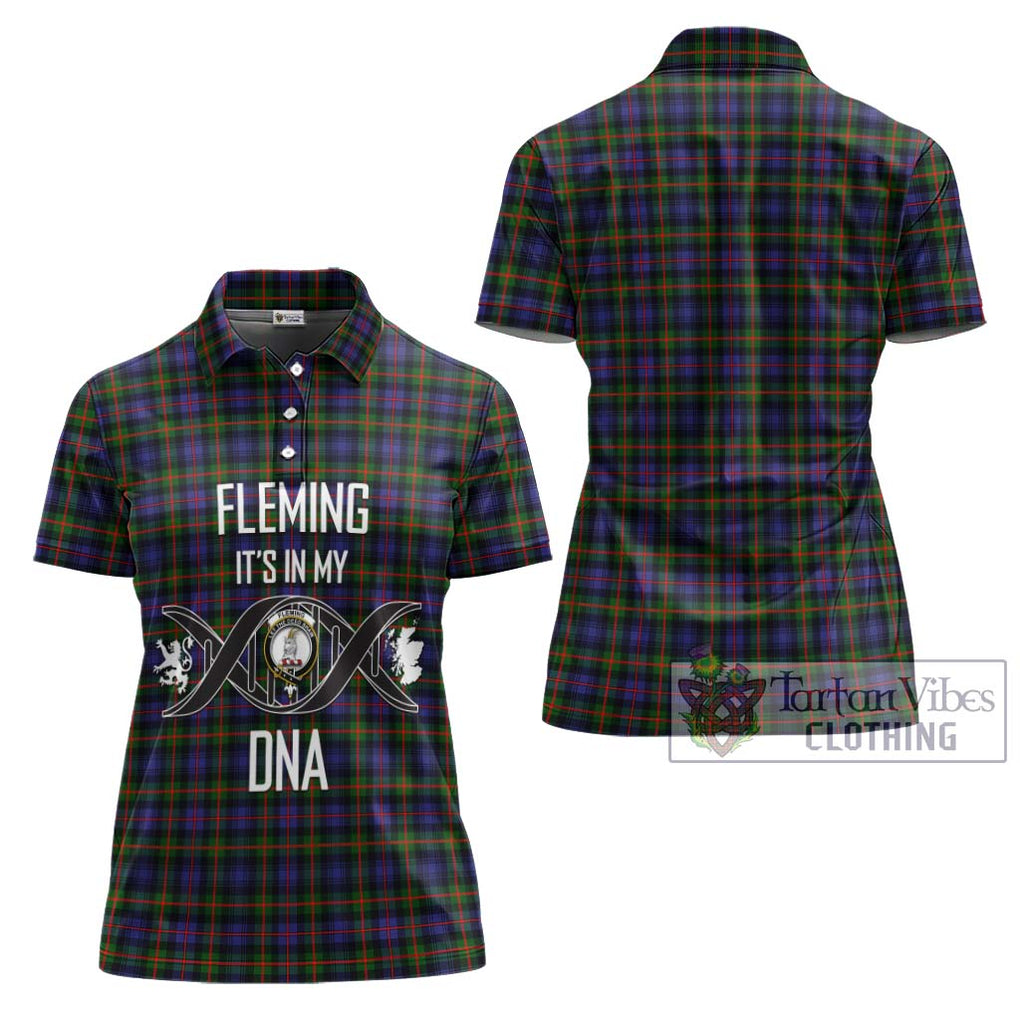 Fleming Tartan Women's Polo Shirt with Family Crest DNA In Me Style - Tartanvibesclothing Shop