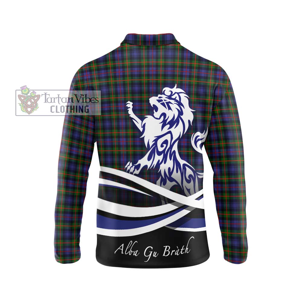 Fleming Tartan Long Sleeve Polo Shirt with Alba Gu Brath Regal Lion Emblem - Tartanvibesclothing Shop