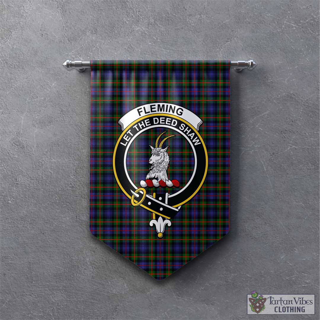 Tartan Vibes Clothing Fleming Tartan Gonfalon, Tartan Banner with Family Crest