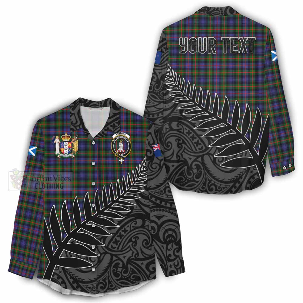 Tartan Vibes Clothing Fleming Crest Tartan Women's Casual Shirt with New Zealand Silver Fern Half Style